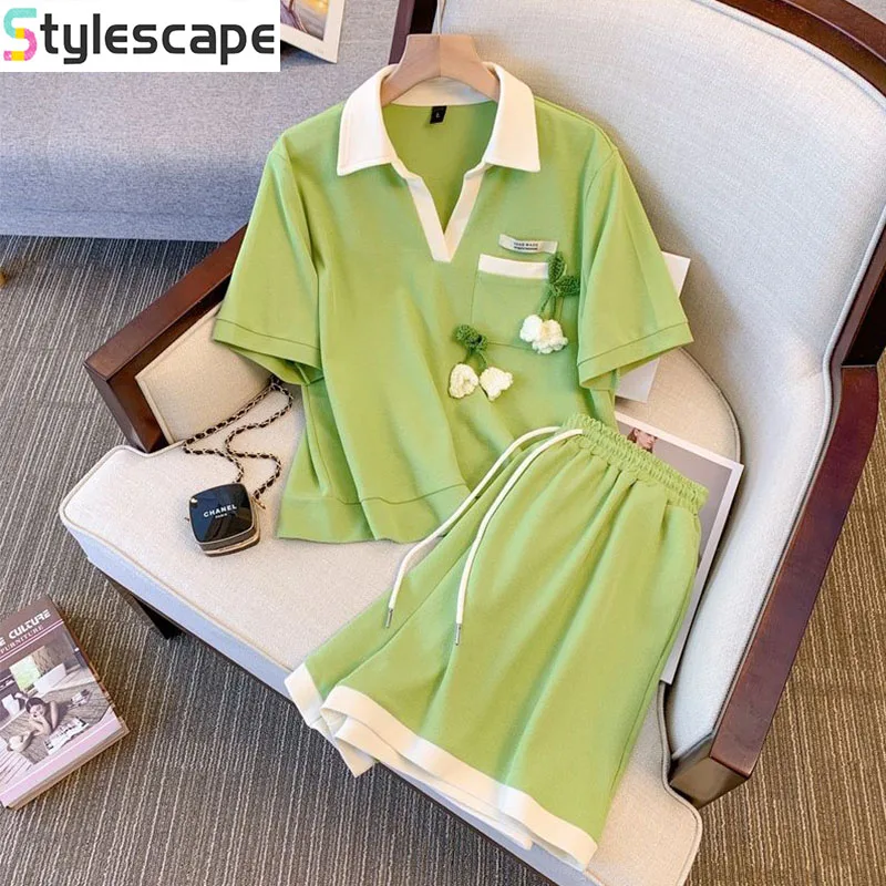 Large Size Casual Sports Suit for Women's Summer, Loose and Stylish Polo Shirt, Shorts Two-piece Se Tjuicy Corture Tracksuit
Large Size Casual Sports Suit for Women's Summer, Loose and Stylish Polo Shirt, Shorts Two-piece Se Tjuicy Corture Tracksuit