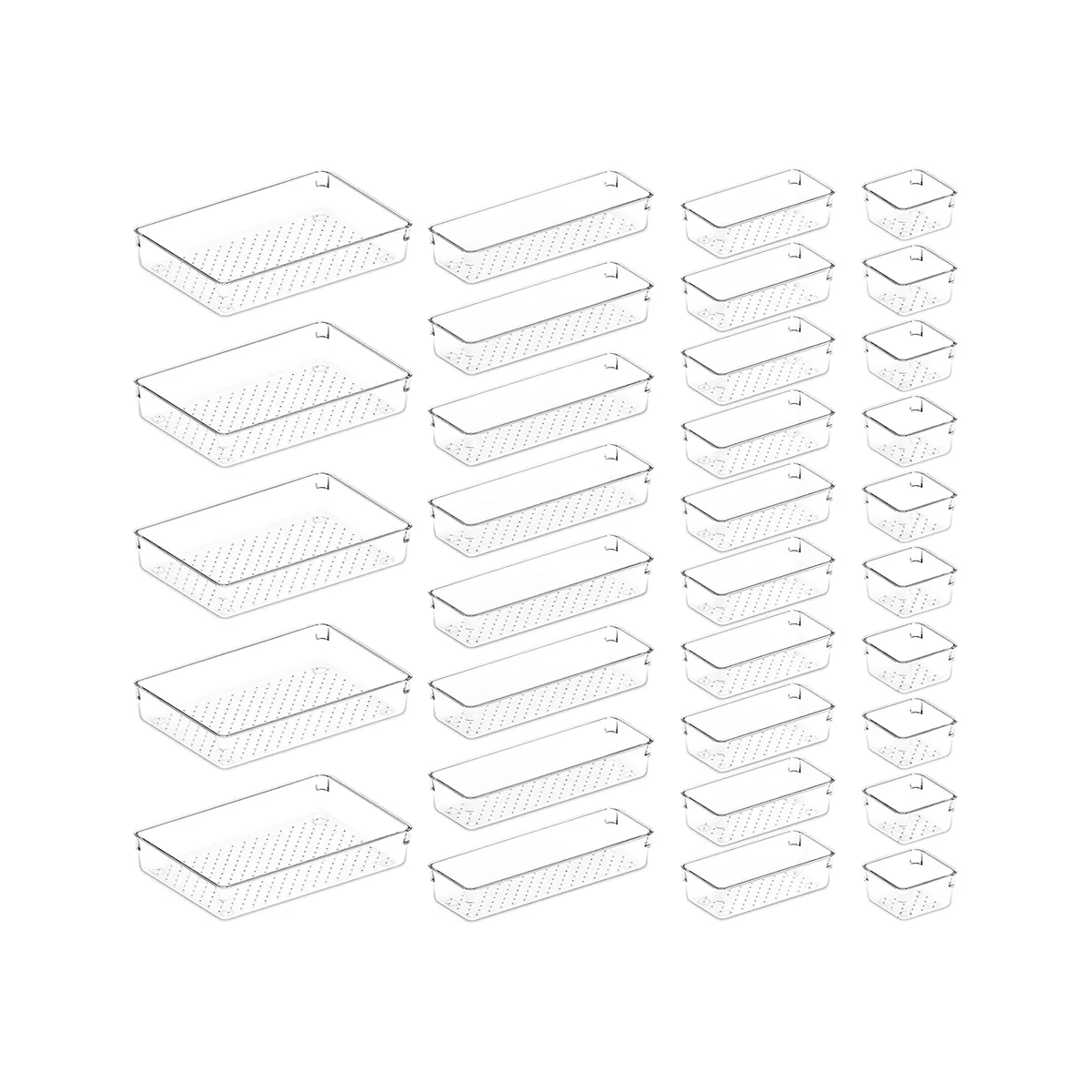 33 PCS Drawer Organizer Set Clear Plastic Desk Drawer Dividers Trays for Makeup, Jewelries and Gadgets, Bedroom,Office
33 PCS Drawer Organizer Set Clear Plastic Desk Drawer Dividers Trays for Makeup, Jewelries and Gadgets, Bedroom,Office