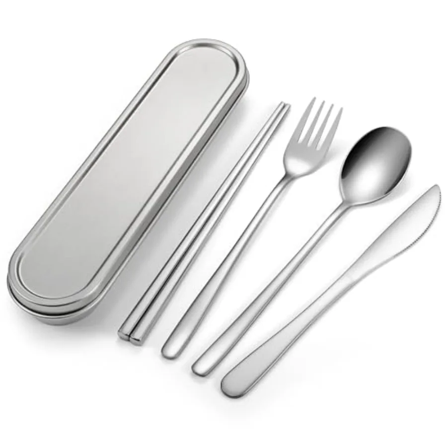 Travel cutlery set, 18/8 cutlery, Reusable utensils set with case, Portable Silverware Lunch Box for Camping and Office
Travel cutlery set, 18/8 cutlery, Reusable utensils set with case, Portable Silverware Lunch Box for Camping and Office