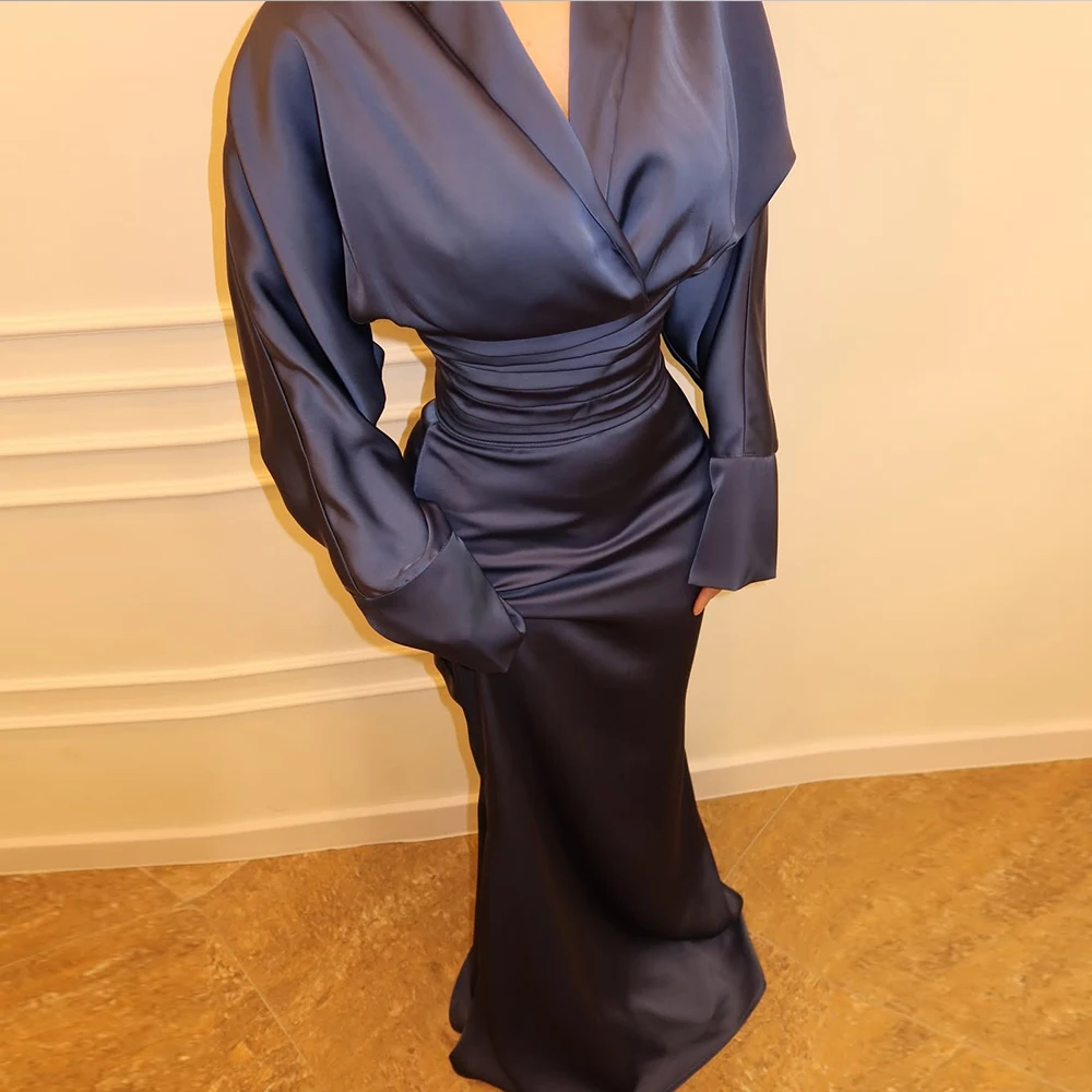 Customized Fashion Women Evening Dress Navy Blue V Neck Mermaid Prom Dress Full Sleeves Floor Length Cocktail Party Gowns
Customized Fashion Women Evening Dress Navy Blue V Neck Mermaid Prom Dress Full Sleeves Floor Length Cocktail Party Gowns