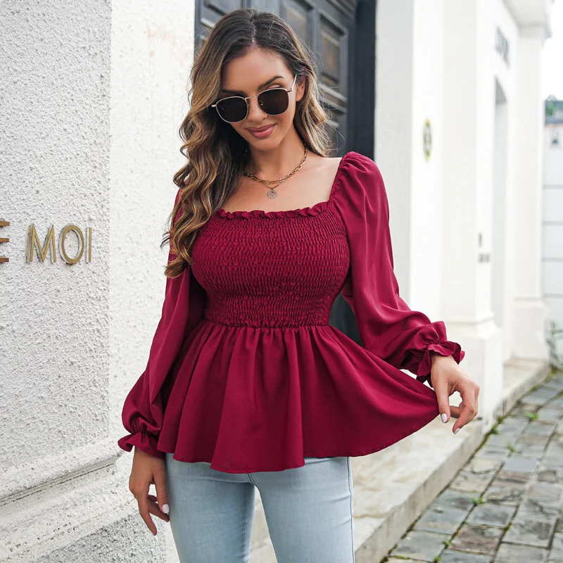 2022 Autumn Winter Women Casual Shirts Square Collar Long-sleeved Top Fashion New Blouses Chiffon Shirt Ruffle Solid Pullover
2022 Autumn Winter Women Casual Shirts Square Collar Long-sleeved Top Fashion New Blouses Chiffon Shirt Ruffle Solid Pullover