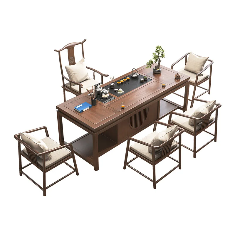New Chinese style tea table office one table five chairs solid wood tea home guest tea and chair combination
New Chinese style tea table office one table five chairs solid wood tea home guest tea and chair combination