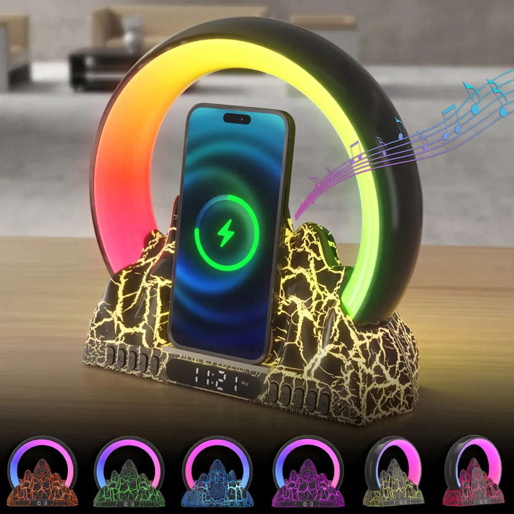 USB Night Light With Clock Alarm 15W Wireless Charger Touch Control Colorful Volcano Crack Atmosphere Light Bluetooth Speaker
USB Night Light With Clock Alarm 15W Wireless Charger Touch Control Colorful Volcano Crack Atmosphere Light Bluetooth Speaker