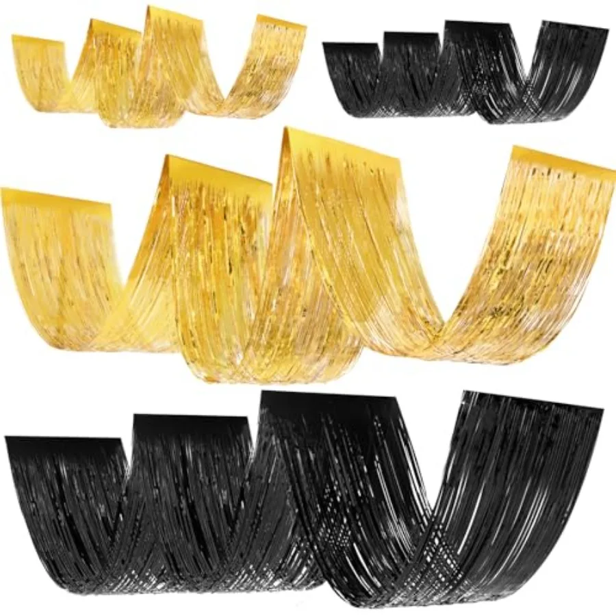 4 Pcs 15ft Gold and Black Metallic Foil Ceiling Fringe Curtains, Graduation Party Decor, Fringe Drapes for Wedding Birthday Bac
4 Pcs 15ft Gold and Black Metallic Foil Ceiling Fringe Curtains, Graduation Party Decor, Fringe Drapes for Wedding Birthday Bac