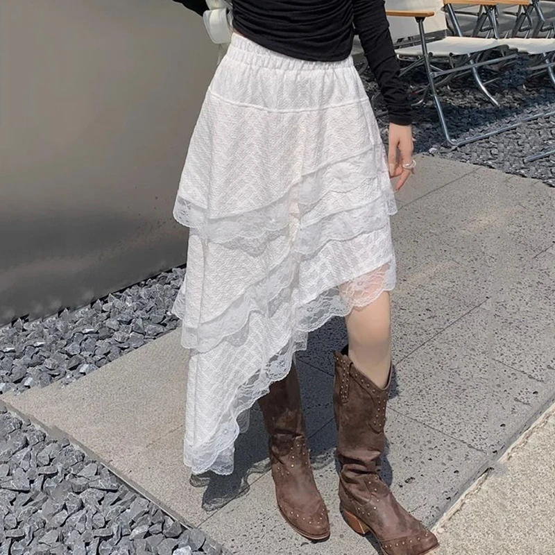White Lace Irregular Skirts Women Y2K High Waist Streetwear Patchwork Midi Skirts Harajuku All Match A Line Skirts Female
White Lace Irregular Skirts Women Y2K High Waist Streetwear Patchwork Midi Skirts Harajuku All Match A Line Skirts Female