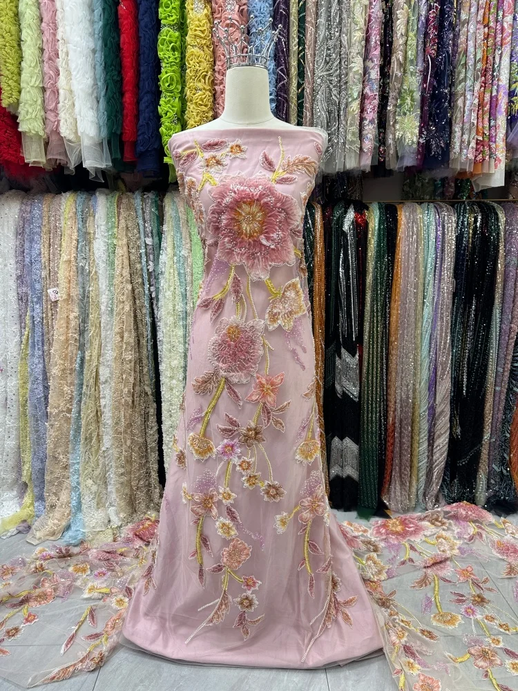5 Yards Nigerian Groom Embroidery Beaded Lace Fabric 2026 High-End African Sequins Lace Fabric For Bridal Evening Dress Sewing
5 Yards Nigerian Groom Embroidery Beaded Lace Fabric 2026 High-End African Sequins Lace Fabric For Bridal Evening Dress Sewing