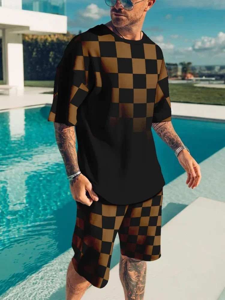 Casual Sports Suit Breathable Chess And Card Grid Casual Men's T-Shirt And Pants Suit Summer 3D Printing Men's Clothing Suits
Casual Sports Suit Breathable Chess And Card Grid Casual Men's T-Shirt And Pants Suit Summer 3D Printing Men's Clothing Suits