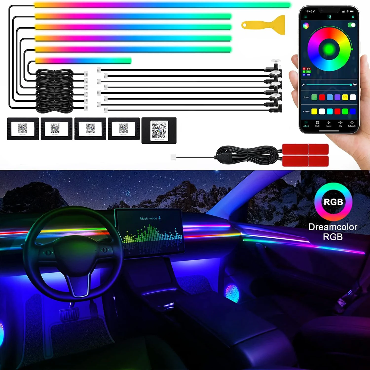 1 комплект акриловых неоновых автомобильных садовых Ambient Lights Strip APP DIY Guide, оптоволоконные RGB многоцветные атмосферные лампы для авто украшения
1 комплект акриловых неоновых автомобильных садовых Ambient Lights Strip APP DIY Guide, оптоволоконные RGB многоцветные атмосферные лампы для авто украшения