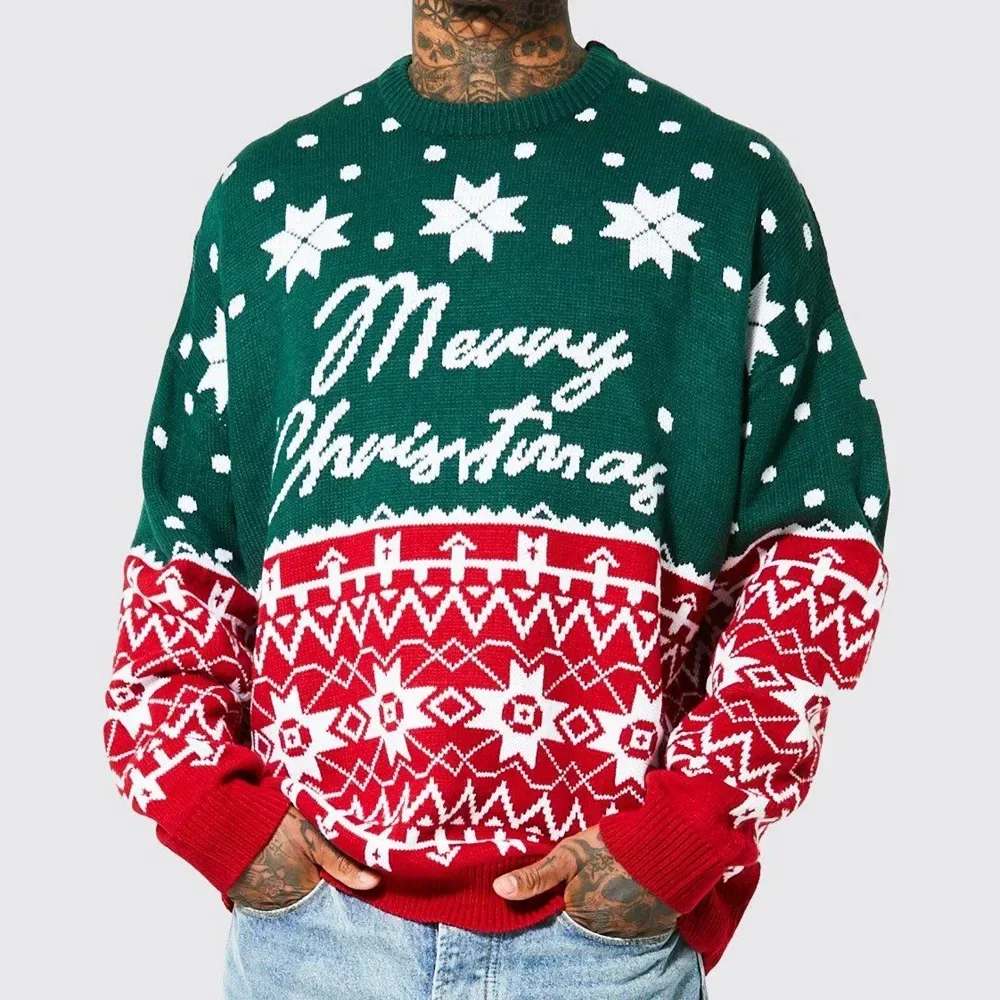 Autumn and winter Christmas knitted sweater Christmas jacquard loose pullover men's sweater
Autumn and winter Christmas knitted sweater Christmas jacquard loose pullover men's sweater