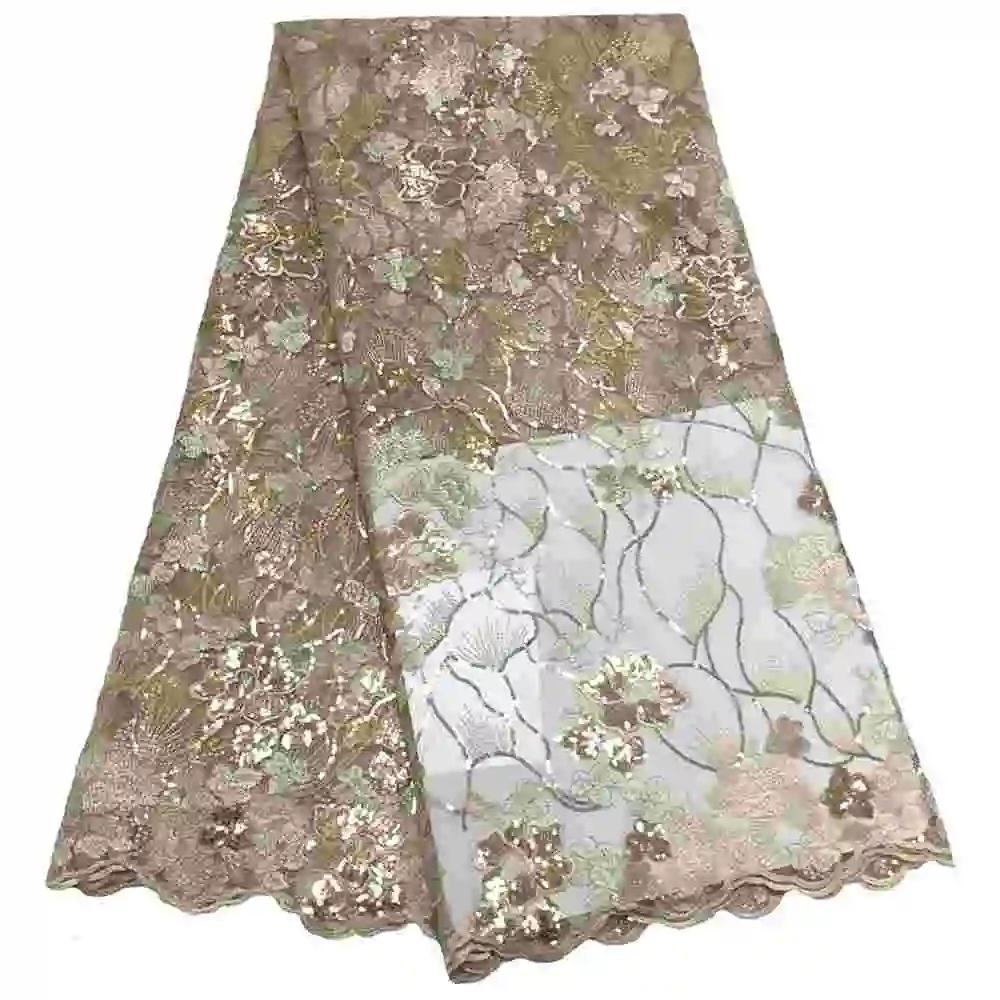 Gold African Lace Fabric With Sequins 2023 New High Quality Nigerian Embroidered African Lace Fabric 5 Yard For Party Dress
Gold African Lace Fabric With Sequins 2023 New High Quality Nigerian Embroidered African Lace Fabric 5 Yard For Party Dress