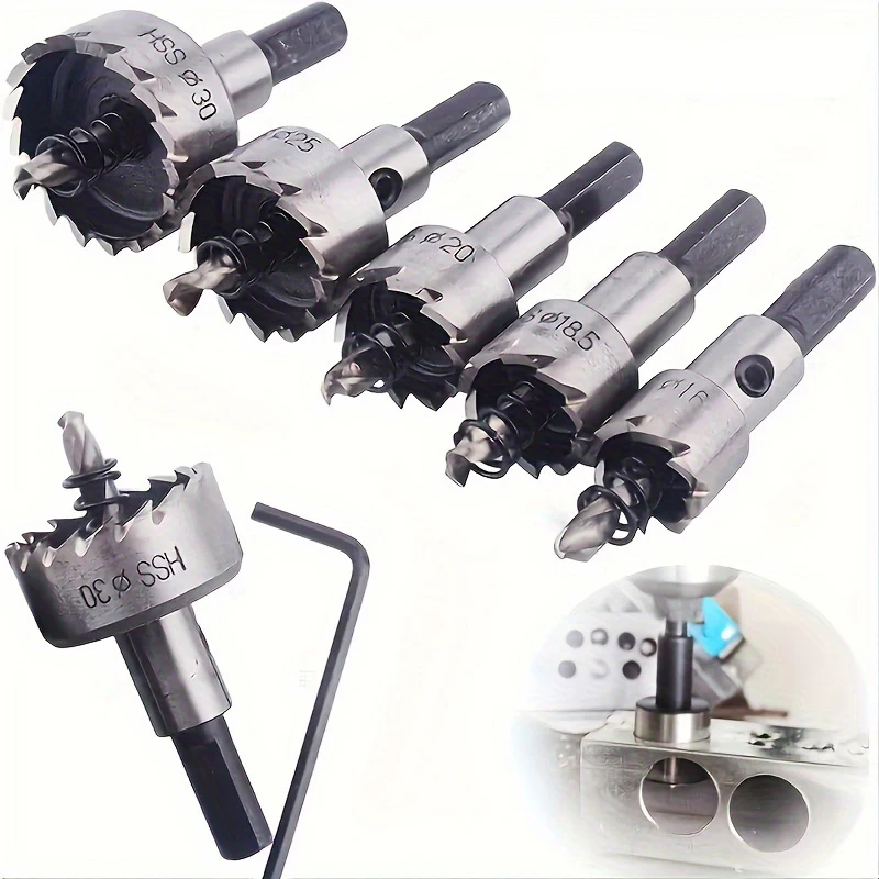 5Pcs Heavy-duty Hole Saw Drill Bit Set for Stainless Steel, 16/18.5/20/25/30mm Woodworking Tools Drill Bit Hole
5Pcs Heavy-duty Hole Saw Drill Bit Set for Stainless Steel, 16/18.5/20/25/30mm Woodworking Tools Drill Bit Hole
