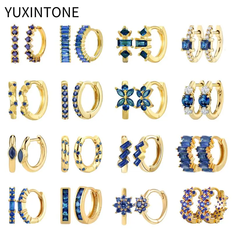 925 Sterling Silver Ear Needle Dark Blue Crystal Hoop Earrings Women's Luxury Geometric Blue Gold Earrings Fashion Jewelry Gifts
925 Sterling Silver Ear Needle Dark Blue Crystal Hoop Earrings Women's Luxury Geometric Blue Gold Earrings Fashion Jewelry Gifts