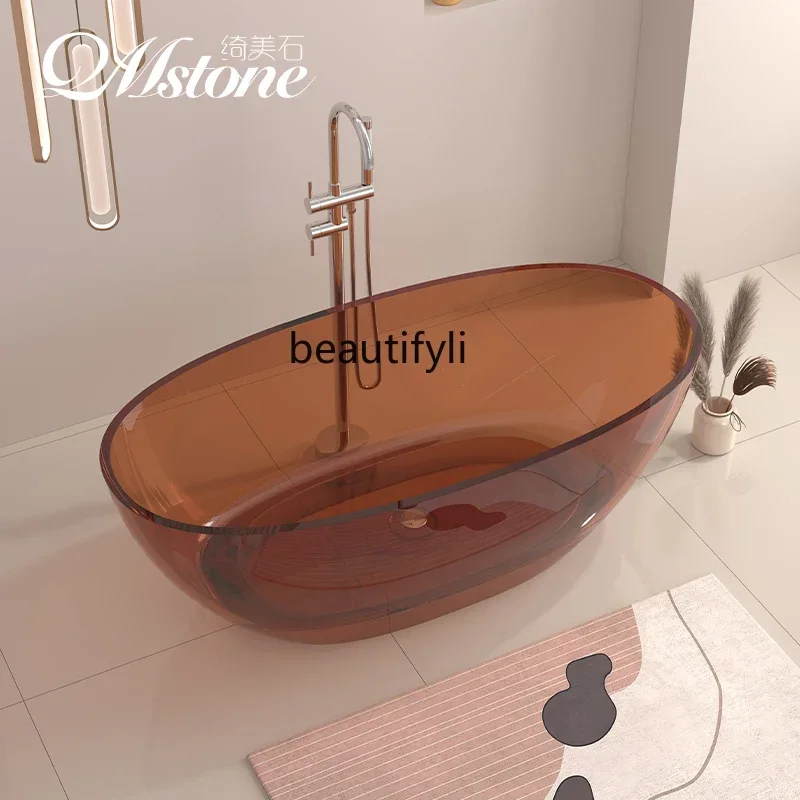 QQ Qimeishi transparent bathtub Color crystal artificial stone Oval independent integrated resin bathtub
QQ Qimeishi transparent bathtub Color crystal artificial stone Oval independent integrated resin bathtub
