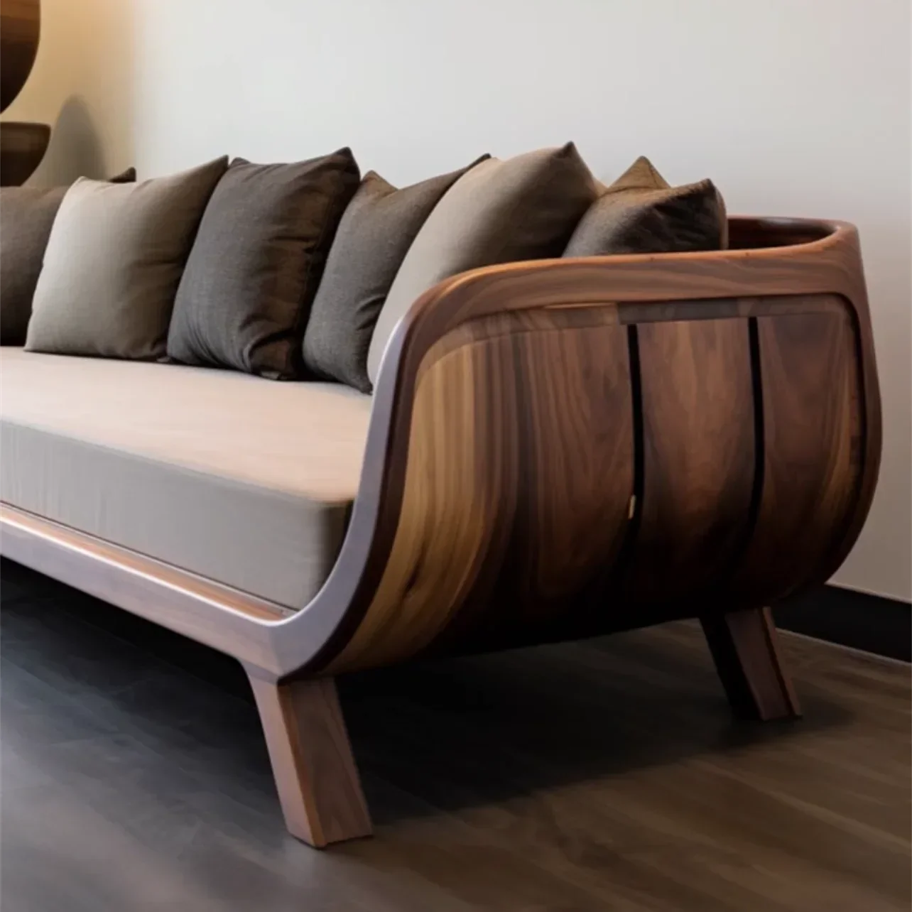 Log wind wabi sabi straight row sofa new Chinese black walnut three-person small apartment living room modern light
Log wind wabi sabi straight row sofa new Chinese black walnut three-person small apartment living room modern light