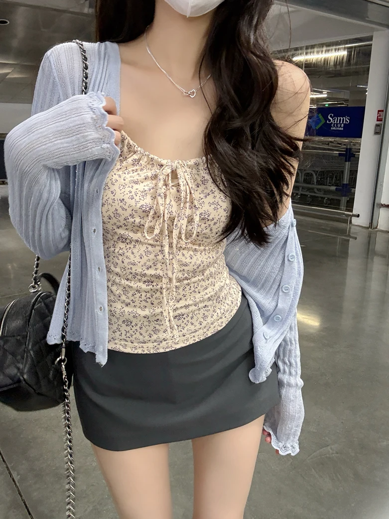 Kumikumi Gentle Wind Color Single Button Knitted Open Cardigan Women's Spring Inner Floral Belted Strap Two Piece Set
Kumikumi Gentle Wind Color Single Button Knitted Open Cardigan Women's Spring Inner Floral Belted Strap Two Piece Set