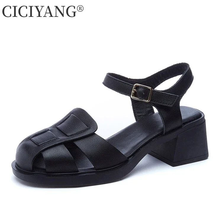 CICIYANG Platform Sandals Women Genuine Cow Leather High-heel Buckle Strap Pumps Round Toe Summer Ladies Shoes Baotou Sandals
CICIYANG Platform Sandals Women Genuine Cow Leather High-heel Buckle Strap Pumps Round Toe Summer Ladies Shoes Baotou Sandals