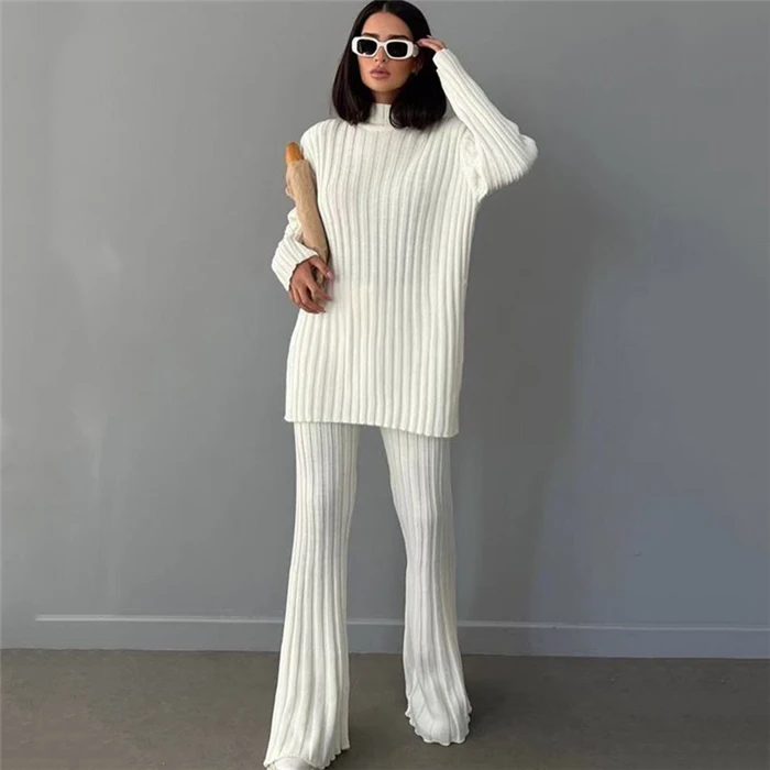 Women's Knitted Sweater Pants Set Long Sleeve Neck Seven-Quarter Sleeve Seven-Piece Suit Casual Fashion Ensemble
Women's Knitted Sweater Pants Set Long Sleeve Neck Seven-Quarter Sleeve Seven-Piece Suit Casual Fashion Ensemble