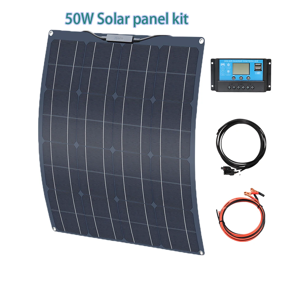 16V 50W100W Flexible Solar Panel Kit High Efficiency Monocrystalline Cell 2pcs 50 Watt Solar Panel 12V For Home Roof RV Car Boat
16V 50W100W Flexible Solar Panel Kit High Efficiency Monocrystalline Cell 2pcs 50 Watt Solar Panel 12V For Home Roof RV Car Boat