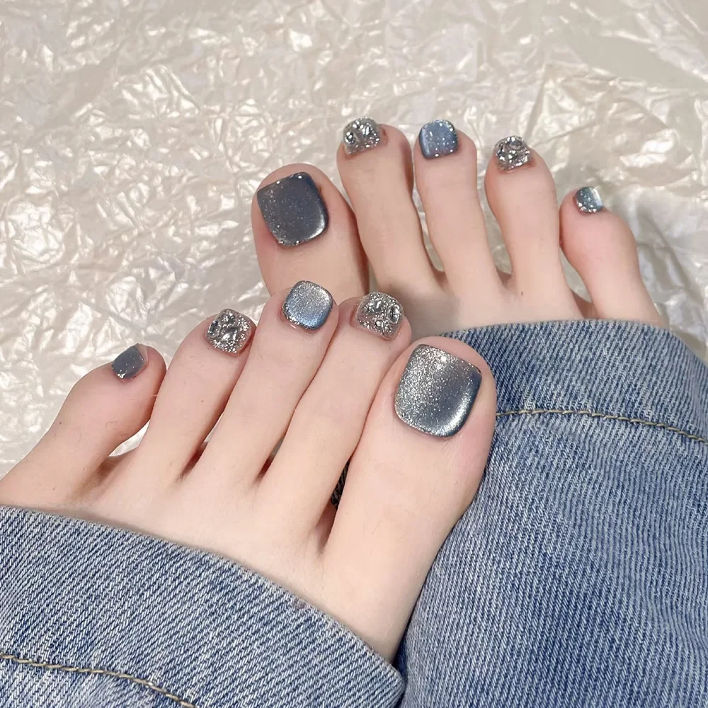 24pcs Blue Cat Eye False Toenails shiny Rhinestone Decor Fake Toenails Wearable Reusable Fashion Korean Press on Toenails
24pcs Blue Cat Eye False Toenails shiny Rhinestone Decor Fake Toenails Wearable Reusable Fashion Korean Press on Toenails