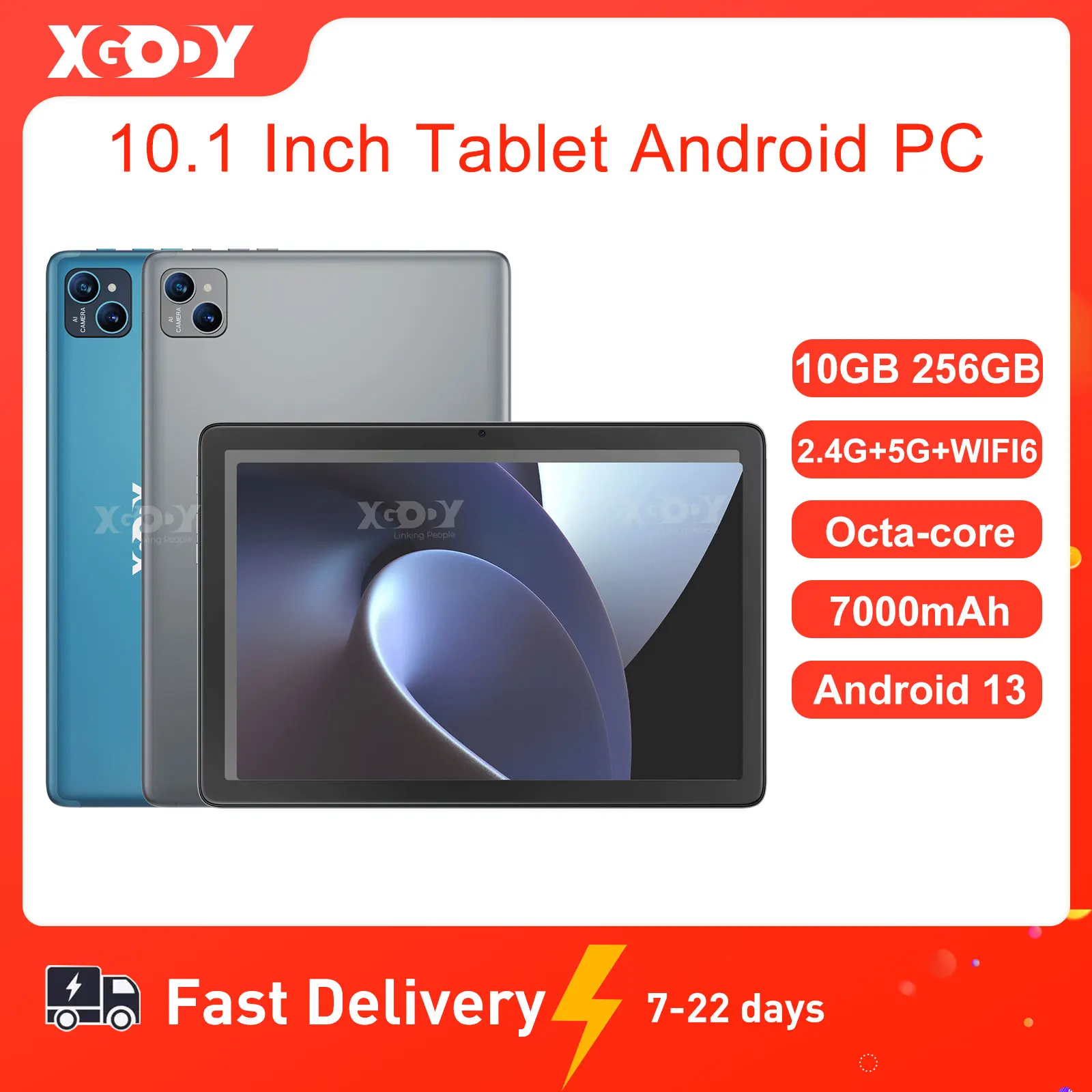 XGODY 10" Android Tablet Octa-core IPS Screen 10GB 256GB PC Ultra-thin 5GWiFi Bluetooth Type-C 7000mAh Tablets Keyboard Optional
XGODY 10" Android Tablet Octa-core IPS Screen 10GB 256GB PC Ultra-thin 5GWiFi Bluetooth Type-C 7000mAh Tablets Keyboard Optional