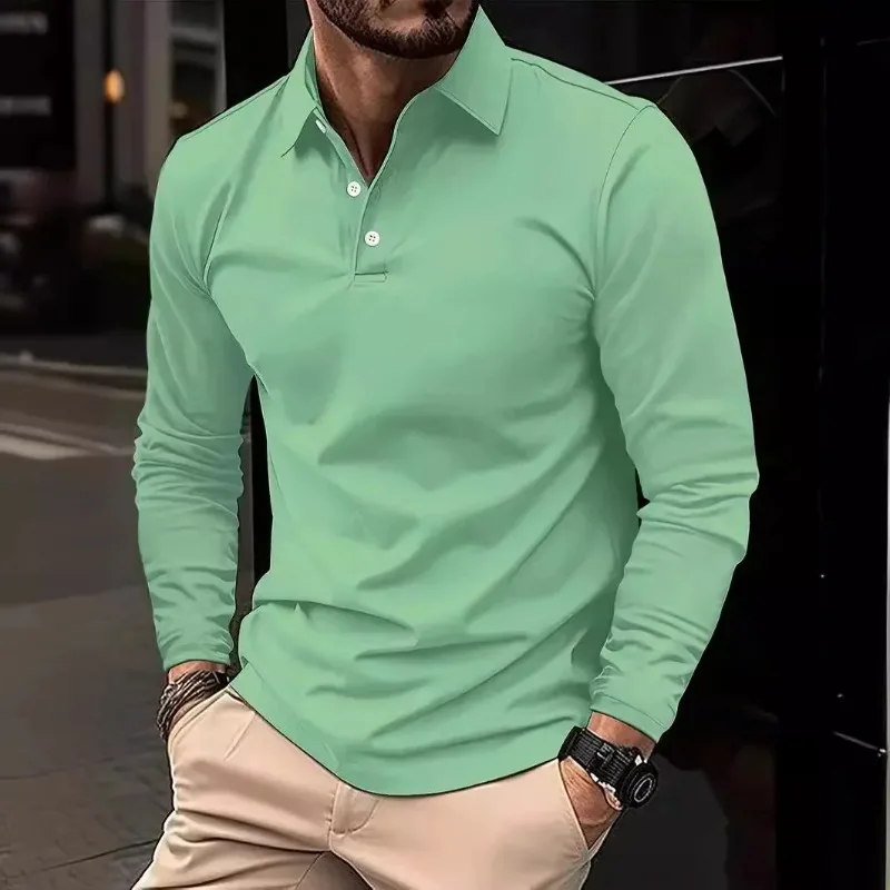 Spring Autumn Men's Polo Shirts Turn-Down Collar Solid Long Sleeve Smart Casual Polos Man Fashion Breathable Loose Men Tops
Spring Autumn Men's Polo Shirts Turn-Down Collar Solid Long Sleeve Smart Casual Polos Man Fashion Breathable Loose Men Tops