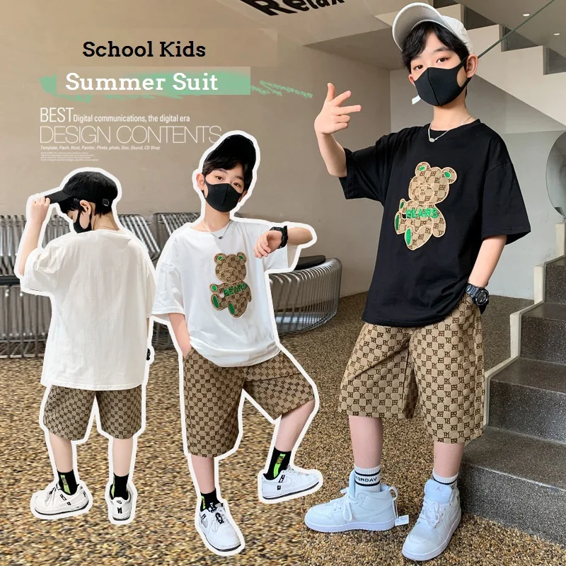 Summer Boys Cotton Cartoon Patchwork t-Shirt Tops+Khaki Shorts Pant School Kids Tracksuit Child 2PCS Outfit Workout Set 2-14 Yr
Summer Boys Cotton Cartoon Patchwork t-Shirt Tops+Khaki Shorts Pant School Kids Tracksuit Child 2PCS Outfit Workout Set 2-14 Yr