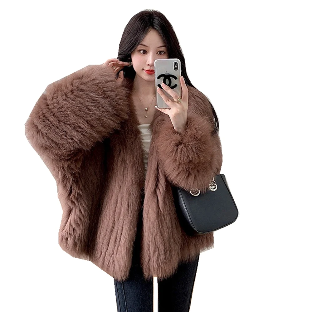 Luxury Genuine Knitted Fox Fur Jacket Autumn Winter Women Warm Cardigan Coats Outerwear LF2310CQ
Luxury Genuine Knitted Fox Fur Jacket Autumn Winter Women Warm Cardigan Coats Outerwear LF2310CQ
