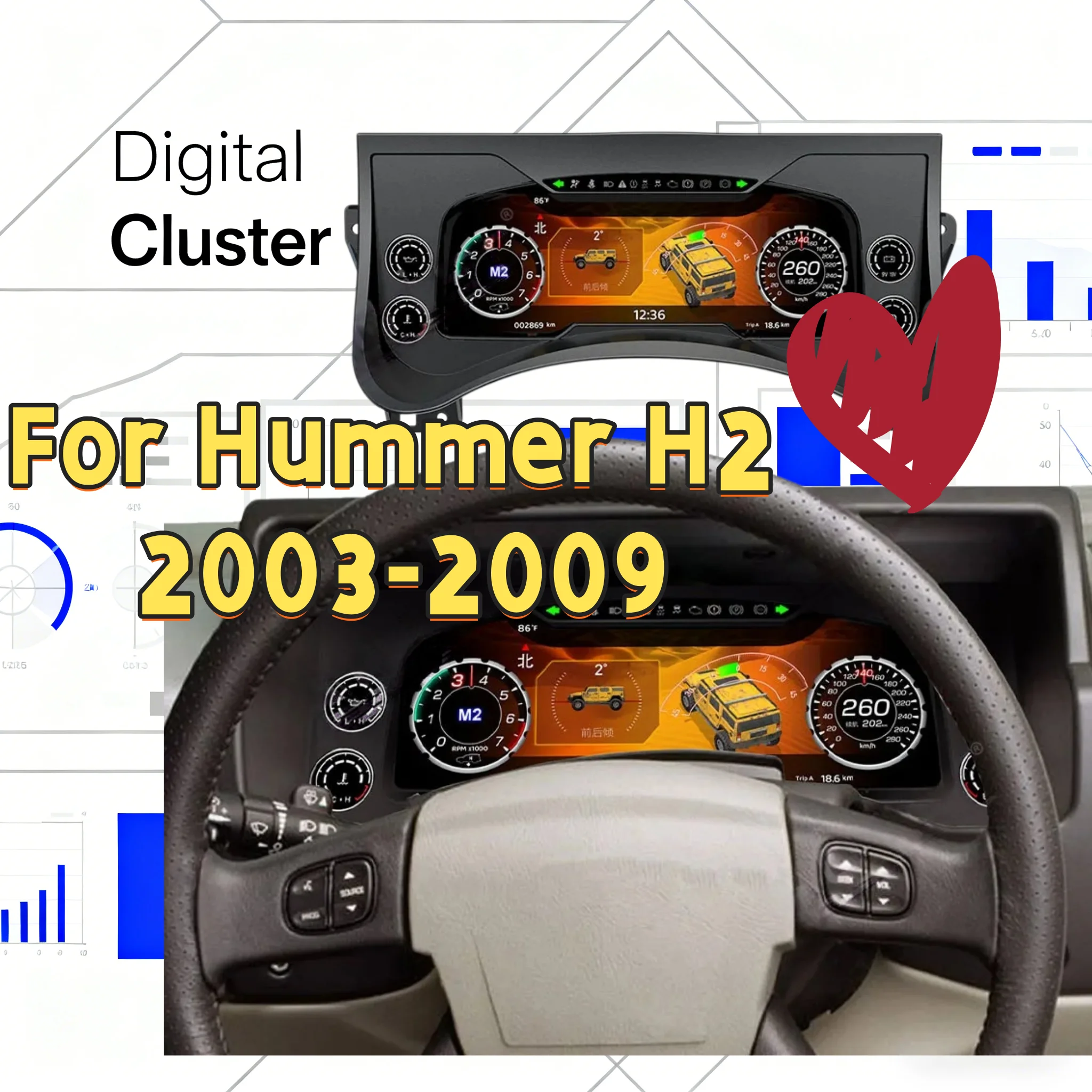 q New Design LCD Dashboard Instrument Panel for Hummer H2 2003-2009 Virtual Driving Display Virtual Instrument Cluster Upgrade
q New Design LCD Dashboard Instrument Panel for Hummer H2 2003-2009 Virtual Driving Display Virtual Instrument Cluster Upgrade