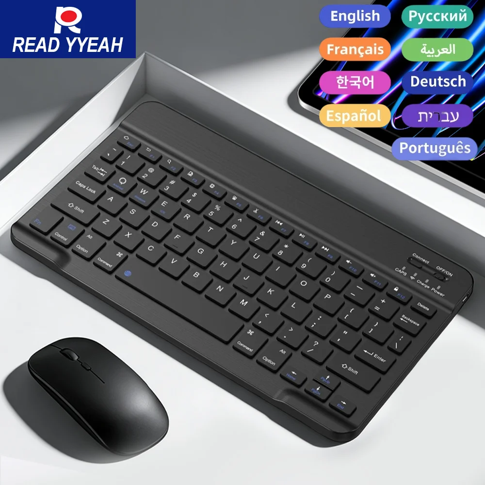 Ipad Accessorie Bluetooth Wireless Keyboard For Android IOS Windows Spanish Russian Arabic Keyboard And Mouse Ipad Keyboard