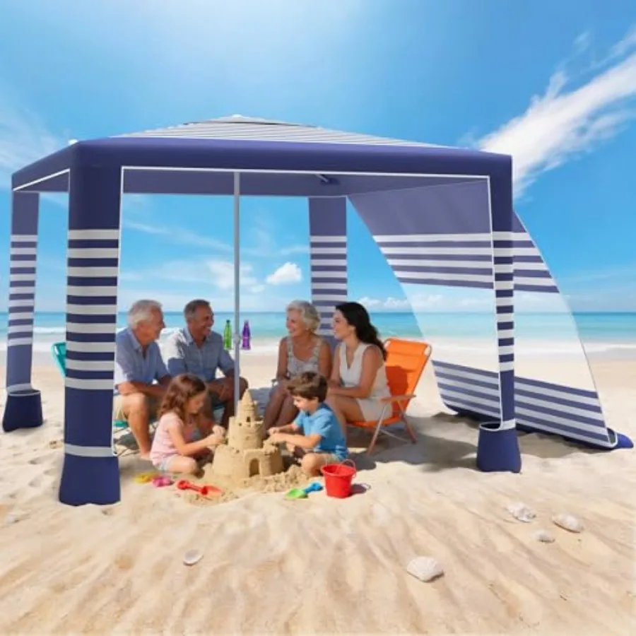 Beach Cabana Tent for outdoor use, polyester fabric, beige, UPF 50+ sun protection, foldable with adjustable height, 8'×8' size
Beach Cabana Tent for outdoor use, polyester fabric, beige, UPF 50+ sun protection, foldable with adjustable height, 8'×8' size