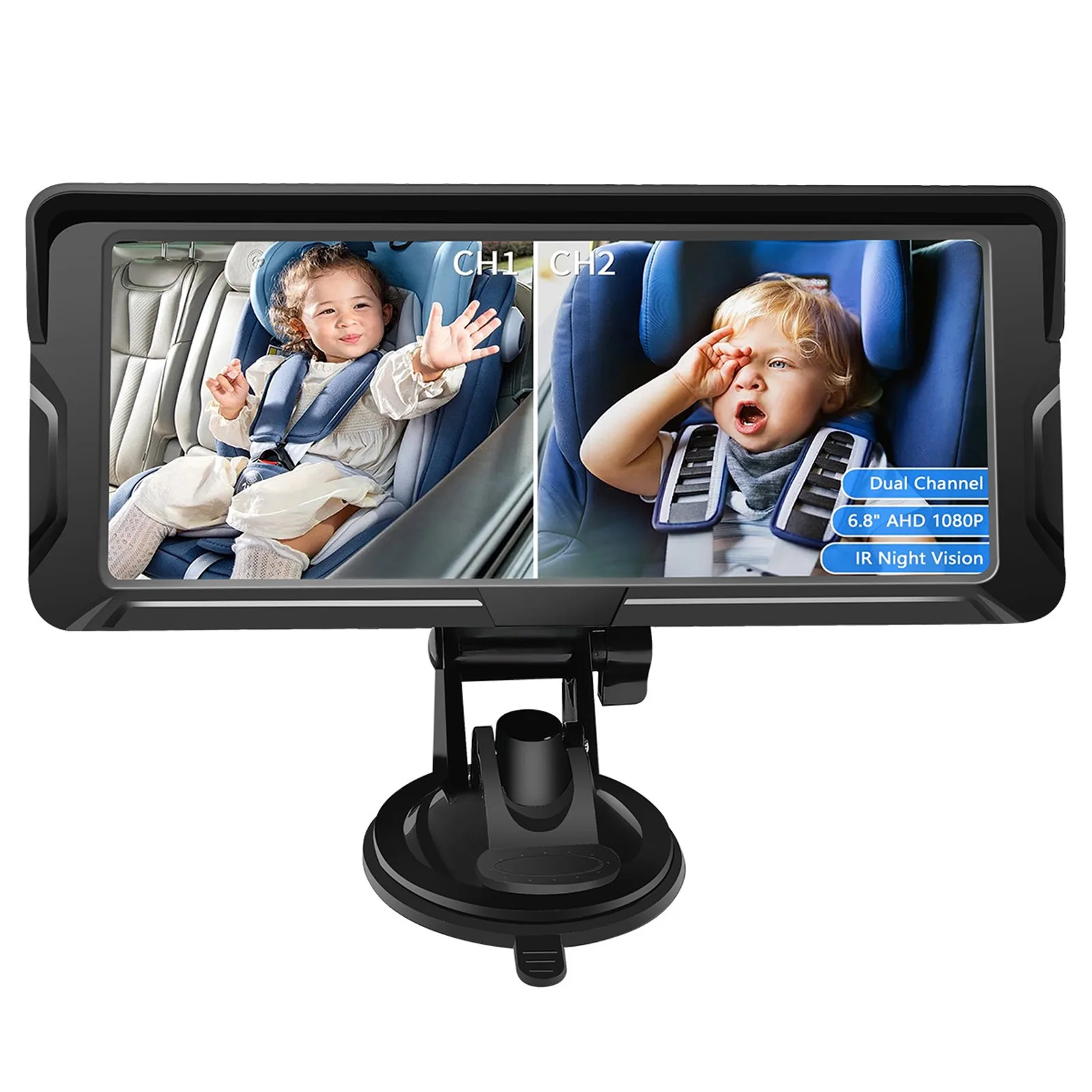  6.8 inch 1080P Baby Car Camera Dual Channel Car Baby Camera Display with 2 IR Night Vision Camera and 150° Wide View Angle
6.8 inch 1080P Baby Car Camera Dual Channel Car Baby Camera Display with 2 IR Night Vision Camera and 150° Wide View Angle