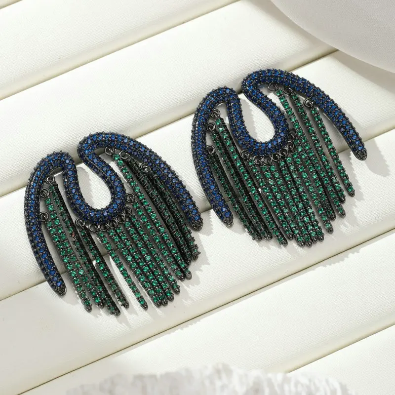Bilincolor Luxury Blue and Green Tassel Earring for Women Wedding
Bilincolor Luxury Blue and Green Tassel Earring for Women Wedding