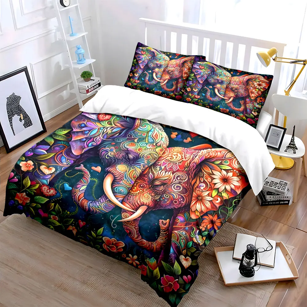 Colorful Elephant Trio for Decorating Spaces Exquisite three-piece bedding set gift for kids and adults
Colorful Elephant Trio for Decorating Spaces Exquisite three-piece bedding set gift for kids and adults
