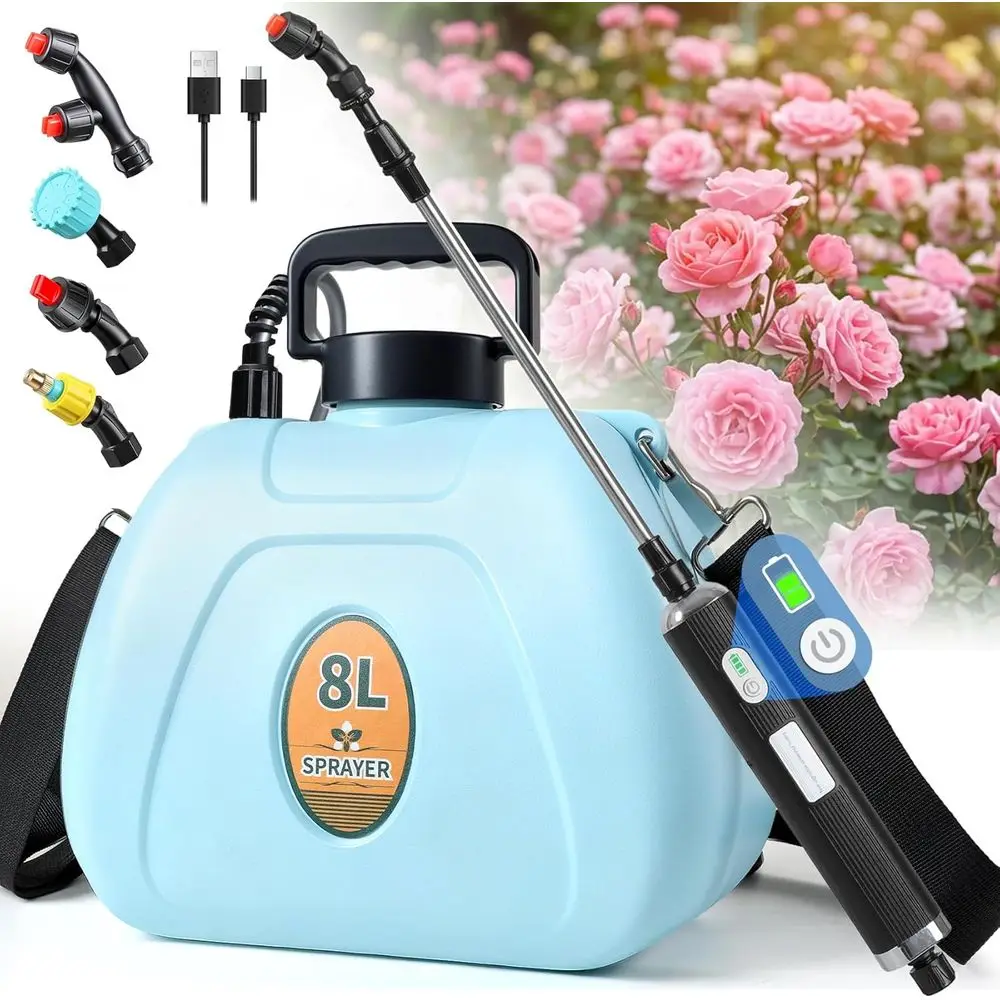 2 Gallon Battery Powered Sprayer, Rechargeable Electric Sprayer with 2 Speeds & 4 Nozzles, Battery Indicator, Retractable Wand,
2 Gallon Battery Powered Sprayer, Rechargeable Electric Sprayer with 2 Speeds & 4 Nozzles, Battery Indicator, Retractable Wand,