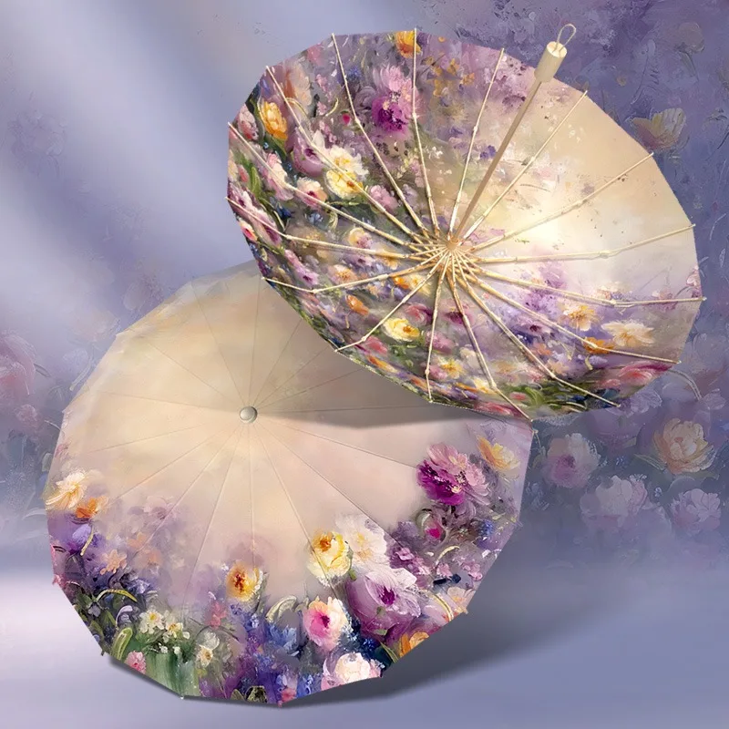 Oil Painting 16k Double-layer Sun Umbrella, Women's Sun Protection, UV Protection, Dual-use Reinforced Three Folding Umbrella
Oil Painting 16k Double-layer Sun Umbrella, Women's Sun Protection, UV Protection, Dual-use Reinforced Three Folding Umbrella