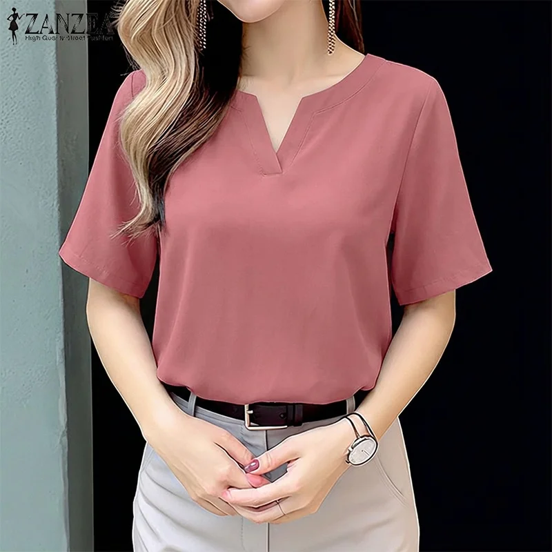 2026 ZANZEA, женские летние блузки, элегантная однотонная рабочая рубашка OL, женская туника с v-образным вырезом и коротким рукавом, топы, повседневная свободная хлопковая сорочка
2026 ZANZEA, женские летние блузки, элегантная однотонная рабочая рубашка OL, женская туника с v-образным вырезом и коротким рукавом, топы, повседневная свободная хлопковая сорочка