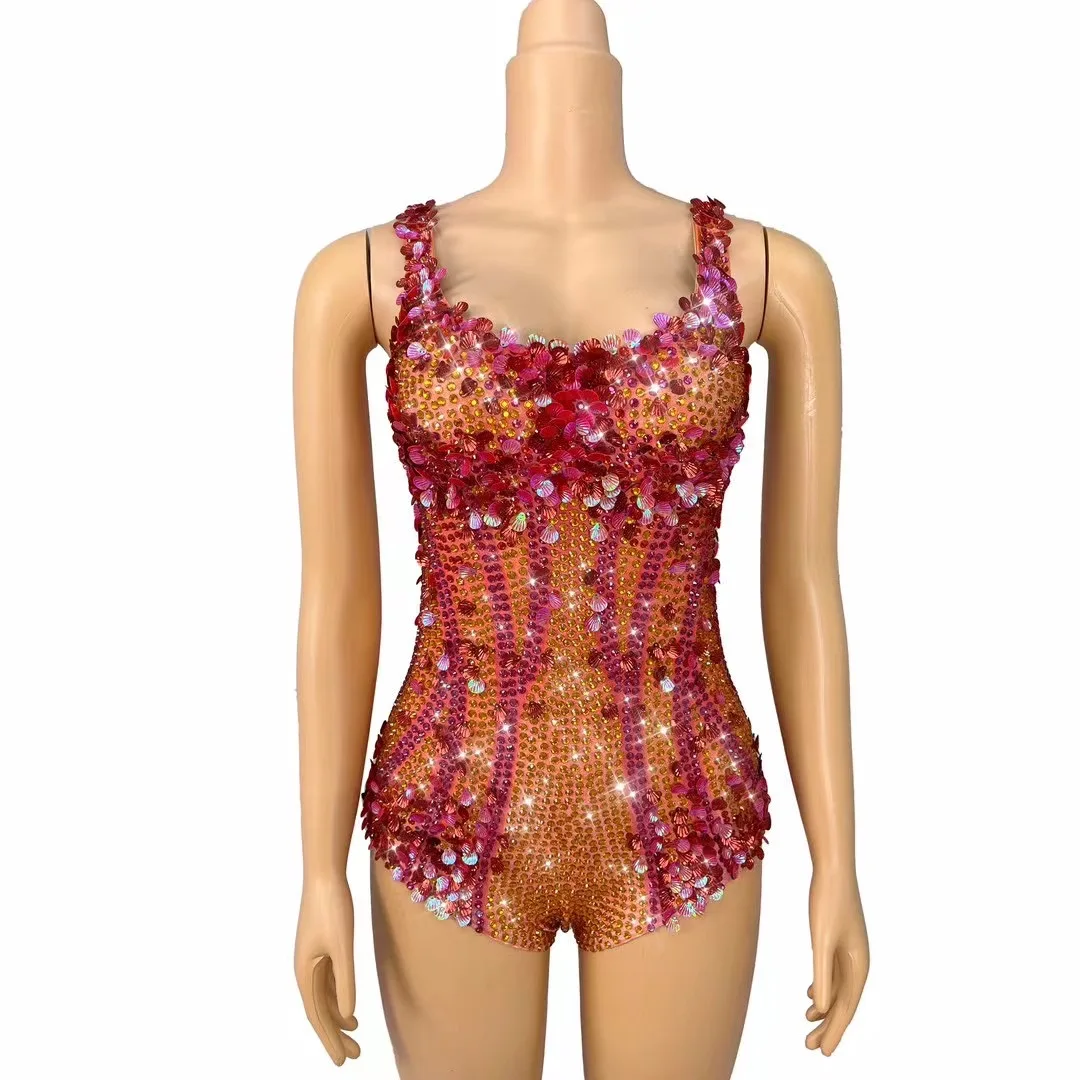 Women Sexy Sparkly Rhinestones Sequins Sleeveless Red Bodysuit Celebrity Stage Performance Costume Evening Party Outfit
Women Sexy Sparkly Rhinestones Sequins Sleeveless Red Bodysuit Celebrity Stage Performance Costume Evening Party Outfit