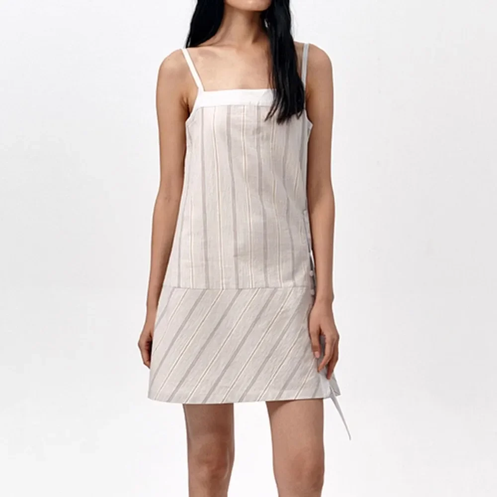 Female Temperament Commut Ladies Casual Suspender Dress Women Cotton Striped Contrast Patchwork Sling Mini Dress or Summer 2025
Female Temperament Commut Ladies Casual Suspender Dress Women Cotton Striped Contrast Patchwork Sling Mini Dress or Summer 2025