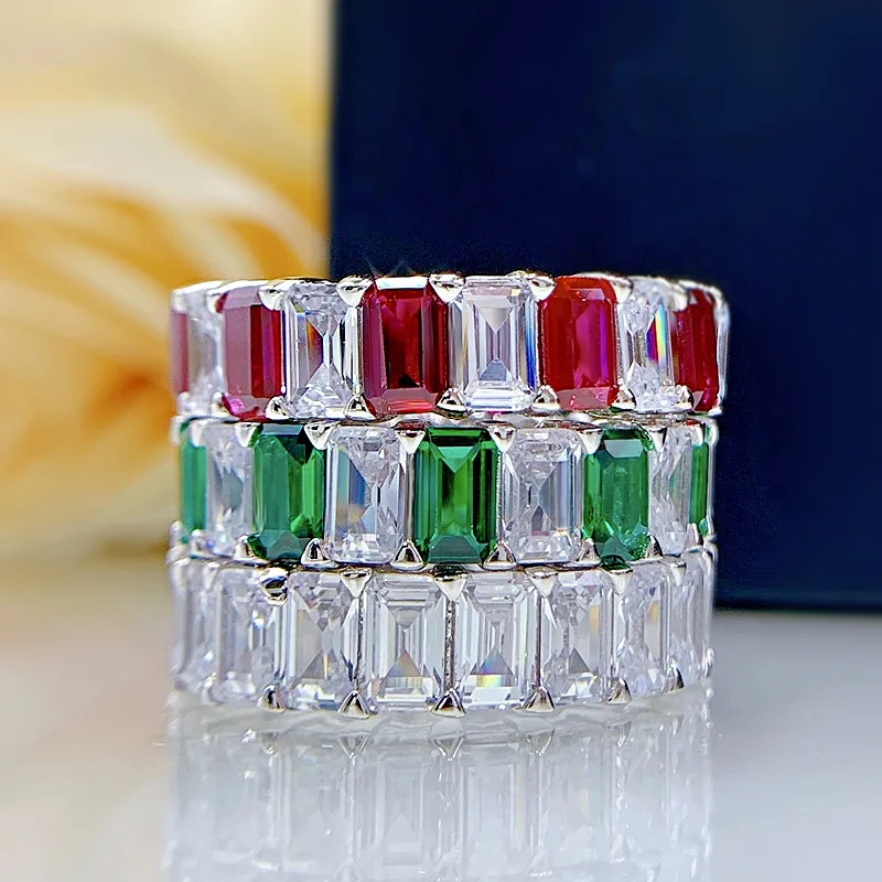 S925 silver large row zircon inlaid ring fashionable emerald cut square full circle ring index finger ring
S925 silver large row zircon inlaid ring fashionable emerald cut square full circle ring index finger ring