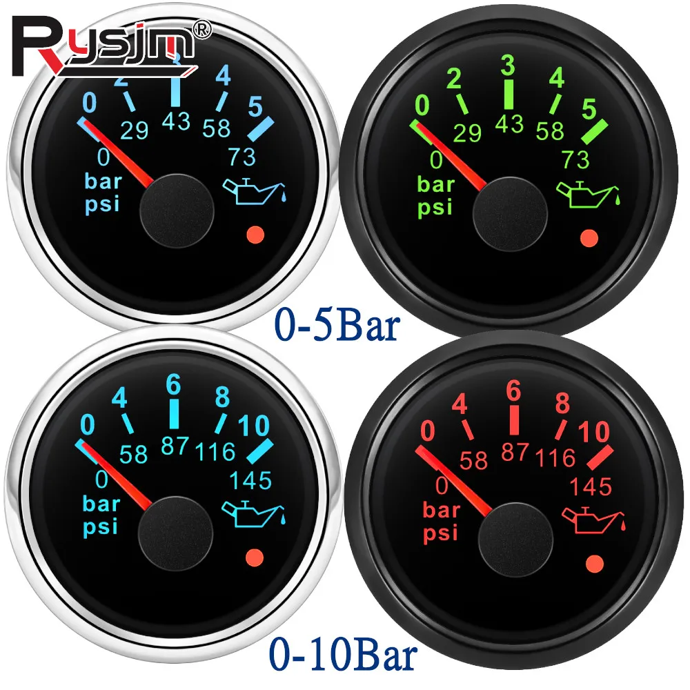 7 Color LED 52mm 0~5Bar 0-10Bar Oil Pressure Gauge with Alarm 0-73psi/0-145psi Oil Press Meter Pointer Gauge For Auto Car Marine
7 Color LED 52mm 0~5Bar 0-10Bar Oil Pressure Gauge with Alarm 0-73psi/0-145psi Oil Press Meter Pointer Gauge For Auto Car Marine