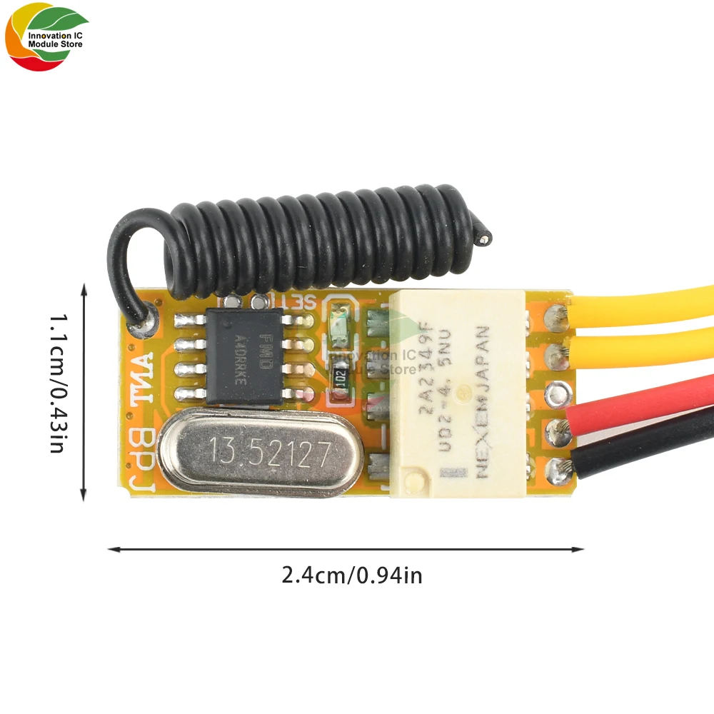 DC 3.5-12V 433MHZ Miniature Contact Relay Remote Control Switch Rf Receiver Module Normally Open And Normally Closed Receiver
DC 3.5-12V 433MHZ Miniature Contact Relay Remote Control Switch Rf Receiver Module Normally Open And Normally Closed Receiver