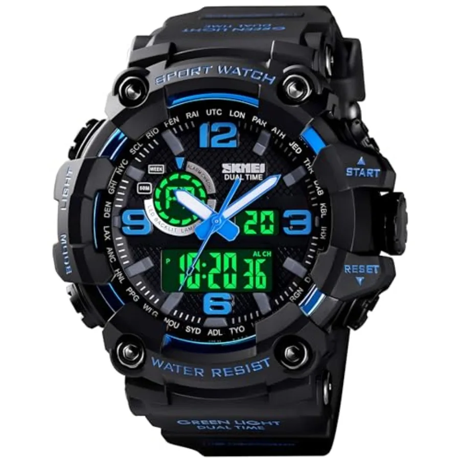 Men's Large Face Outdoor Sports Watches Military S-Shock Watch Waterproof, Backlight, Alarm, Stopwatch Features - Rugged Wristw
Men's Large Face Outdoor Sports Watches Military S-Shock Watch Waterproof, Backlight, Alarm, Stopwatch Features - Rugged Wristw