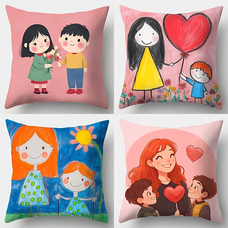 4pcs Family Love Style Pillow Covers, Adorable Cartoon Family Print Cushion Cases, Cozy Home Decor for Bedroom Living Room
4pcs Family Love Style Pillow Covers, Adorable Cartoon Family Print Cushion Cases, Cozy Home Decor for Bedroom Living Room
