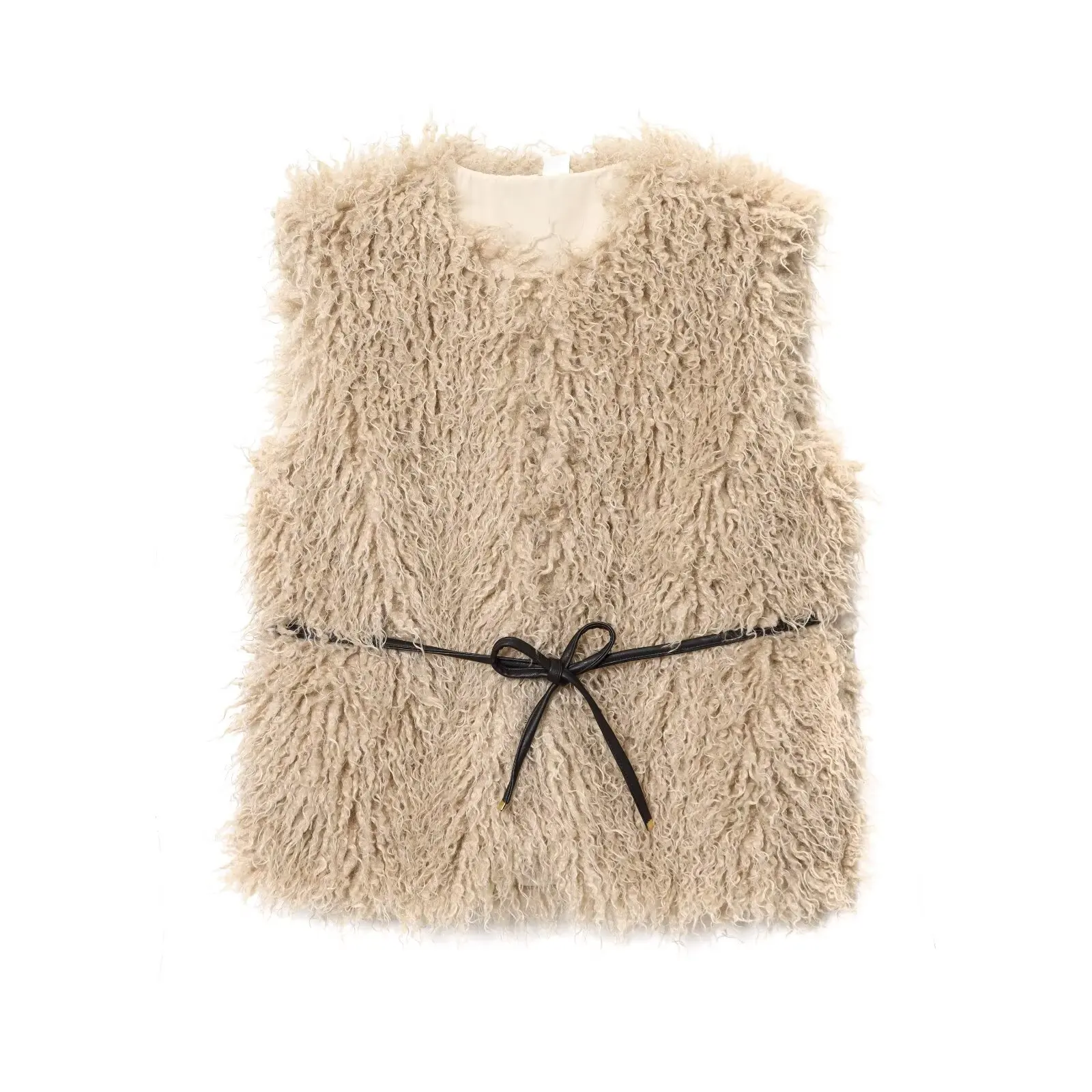 Women's sleeveless furry vest casual fashion thin belt bow design women's light luxury fashionable furry vest vest 
Women's sleeveless furry vest casual fashion thin belt bow design women's light luxury fashionable furry vest vest