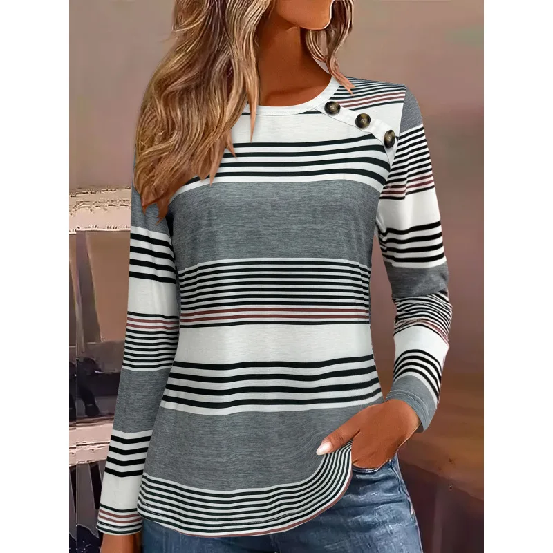 Color Block Stripe Women's T-shirt Collision Color Stripes K 30455 Spring 2026 Fashion Ladies Knittedwear Casual Top
Color Block Stripe Women's T-shirt Collision Color Stripes K 30455 Spring 2026 Fashion Ladies Knittedwear Casual Top