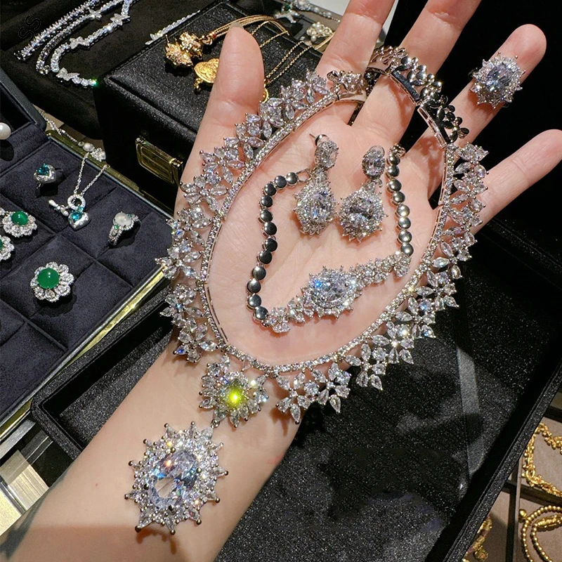 Austrian Court Vintage Pigeon Egg Gem Jewelry 4 Pieces Sets Snowflake Zirconium Stone Necklace Earrings Ring and Bracelet
Austrian Court Vintage Pigeon Egg Gem Jewelry 4 Pieces Sets Snowflake Zirconium Stone Necklace Earrings Ring and Bracelet