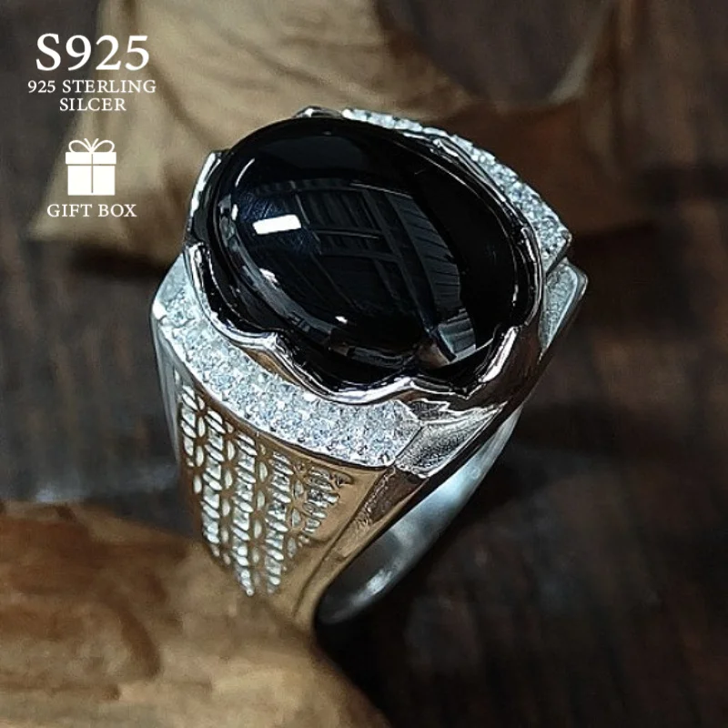 1 Pc 13*16.5mm Retro 925 Sterling Silver Micro-set Bronze Coin Pattern Oval Black Agate Ring, Presenting Luxurious Simplicity.
1 Pc 13*16.5mm Retro 925 Sterling Silver Micro-set Bronze Coin Pattern Oval Black Agate Ring, Presenting Luxurious Simplicity.