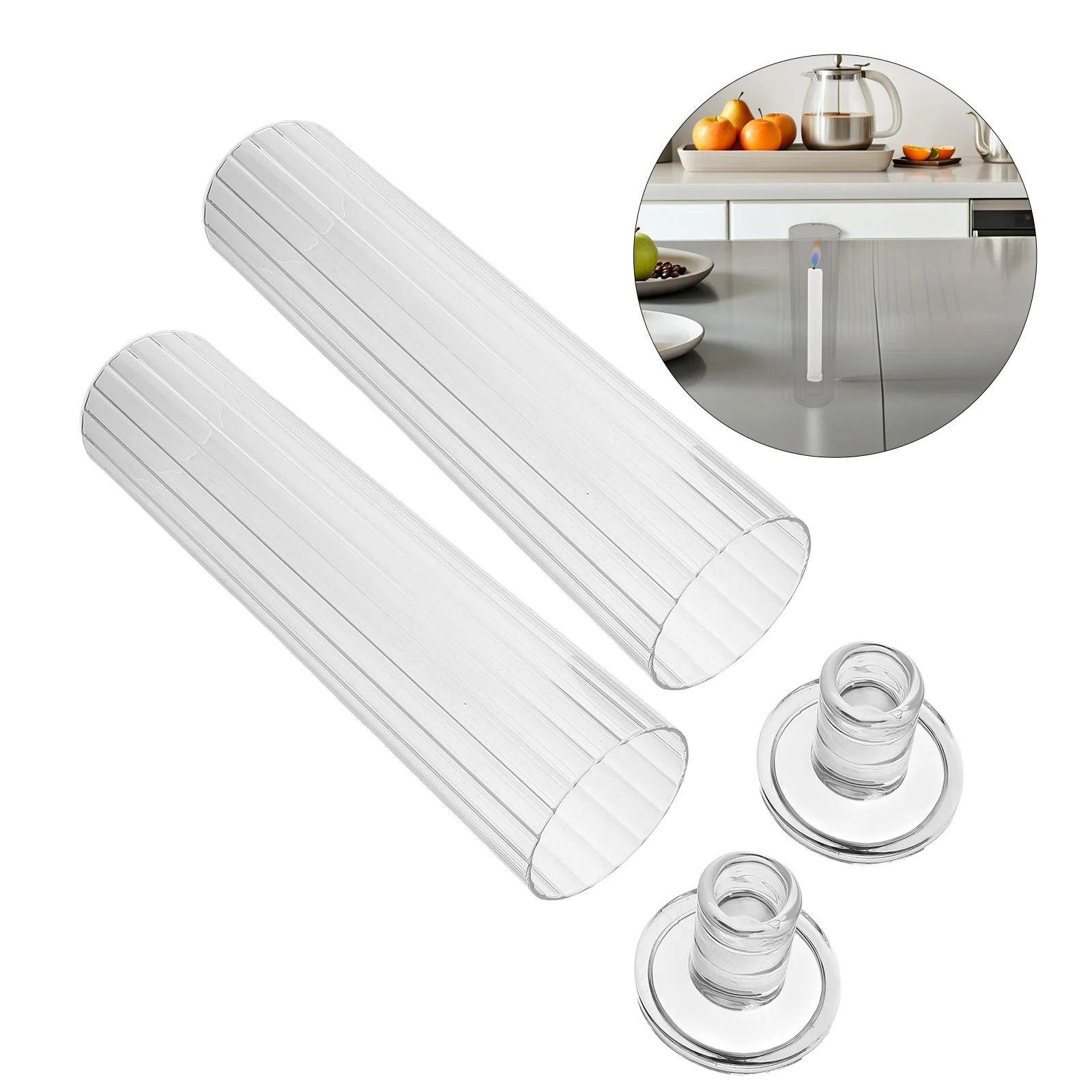 2Sets Glass Hurricane Holders Clear Striped Cylinder Sleeve Pillar Taper Stand Wedding Table Centerpiece Decor
2Sets Glass Hurricane Holders Clear Striped Cylinder Sleeve Pillar Taper Stand Wedding Table Centerpiece Decor