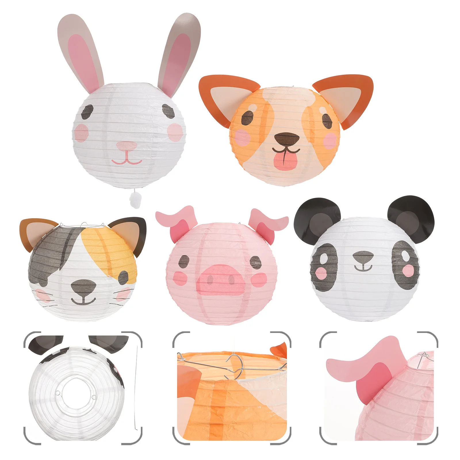 5Pcs Cartoon Animals Lanterns Sturdy Iron Frame Structure Folding Design Party Lanterns Decorations Classroom Use
5Pcs Cartoon Animals Lanterns Sturdy Iron Frame Structure Folding Design Party Lanterns Decorations Classroom Use