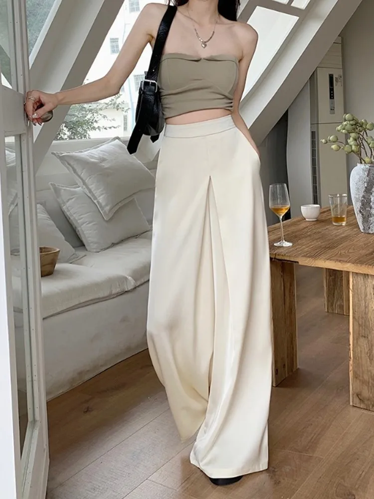 GUUZYUVIZ Elegant Satin Pants For Women Summer Korean Fashion Hi Tea Casual Loose Wide Leg Baggy Trousers
GUUZYUVIZ Elegant Satin Pants For Women Summer Korean Fashion Hi Tea Casual Loose Wide Leg Baggy Trousers